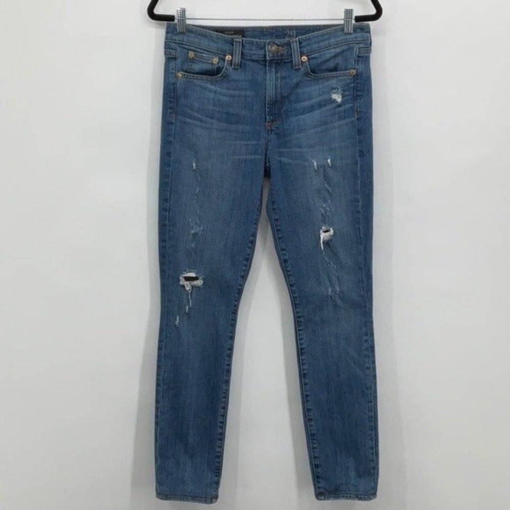 J. Crew Midrise Distressed Toothpick Denim Jeans Size 29
